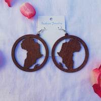 Map of Africa Wooden Hoops - Brown