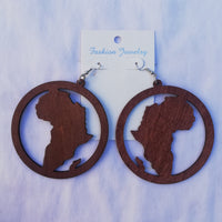 Map of Africa Wooden Hoops - Brown