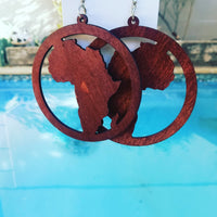 Map of Africa Wooden Hoops - Brown